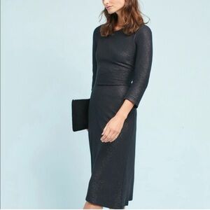Anthropologie Akemi + Kin Tegan Black Metallic Ribbed Asymmetrical Dress Size S